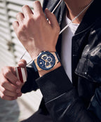 Paras Crown Relojes para Hombre Lujo Movimiento Japonés de Cuarzo Cronógrafo Analógico Caja de Acero Inoxidible Resistente al Agua 5ATM Relojes para Hombre