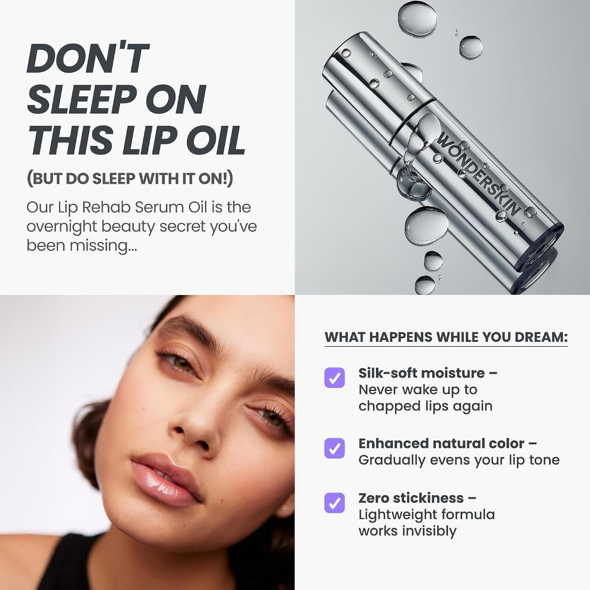 Wonderskin Aceite de labios - Aceite de suero de rehabilitación lab...