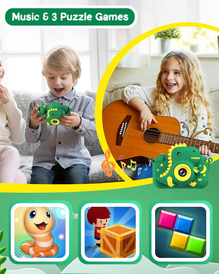 Cámara para niños, Cámara digital para niños pequeños de dinosaurio...