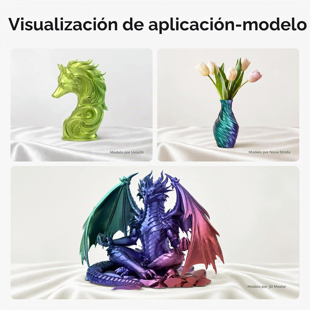 ELEGOO- Filamento PLA de seda de 1.75 mm (4\/64 pulgadas), color gr...