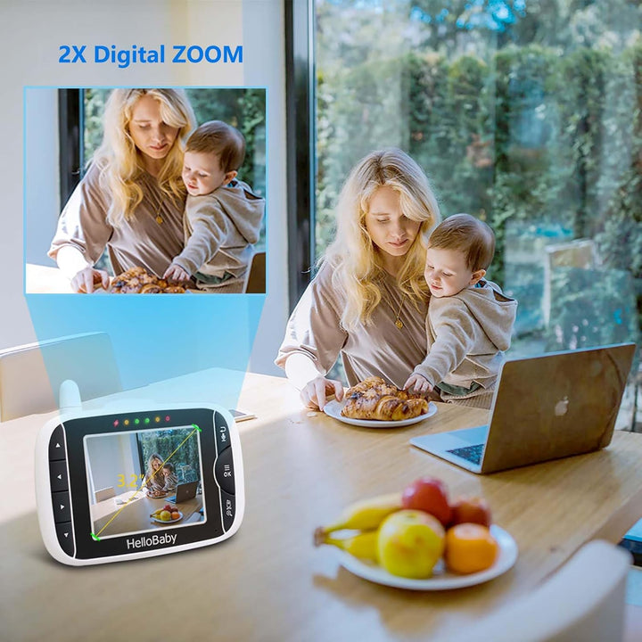 HelloBaby Monitor de bebé con 2 cámaras, monitor de bebé sin WiFi,...