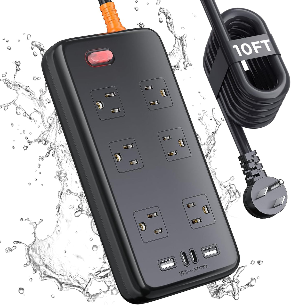Regleta de alimentación para exteriores resistente a la intemperie, cable