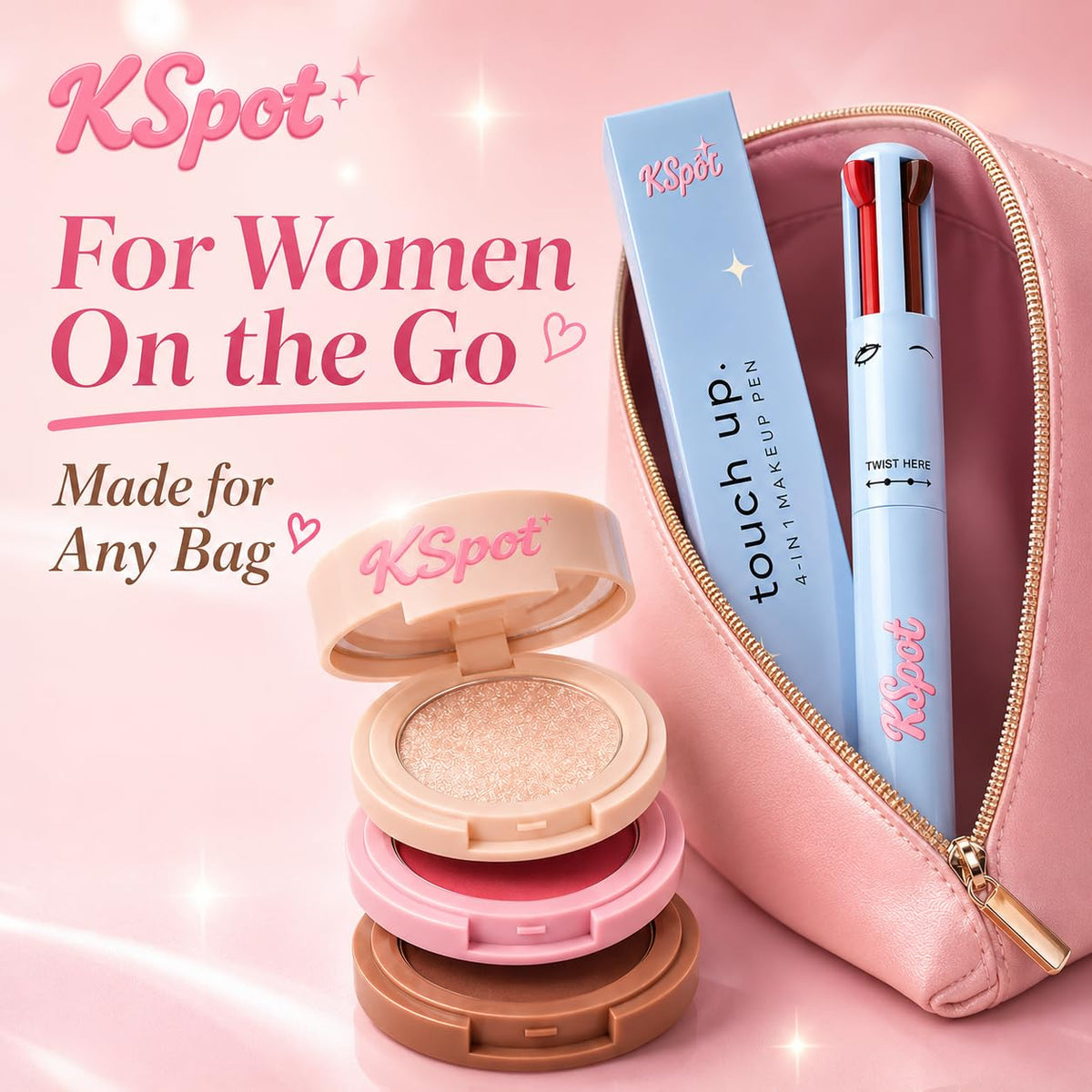 kspot On the Go Touch Up Duo, 4 in 1 Makeup Pen and 3 in 1 Face Pal...