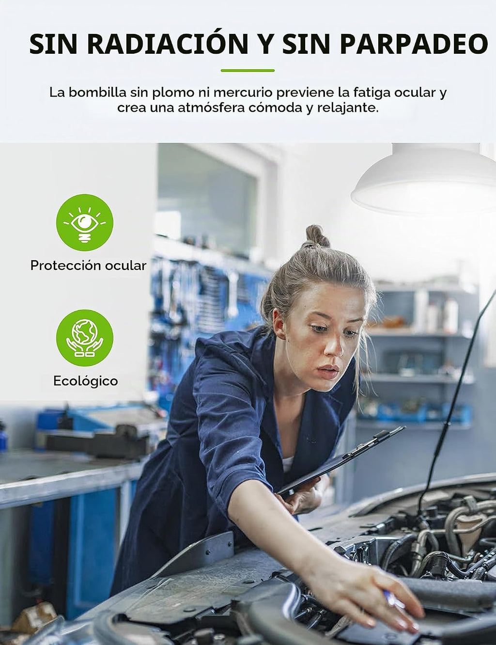 Lámpara L LOHAS LED Bombillas superbrillantes, bombilla LED de garaje E26 de alto