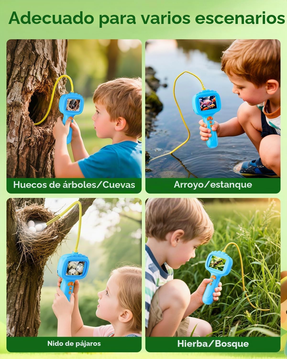 Cámara de serpiente boroscopio con luz para niños, juguetes STEM educativos al aire libre, regalos de ciencia para niños de 5 años, actividades de naturaleza de campamento, el mejor regalo de