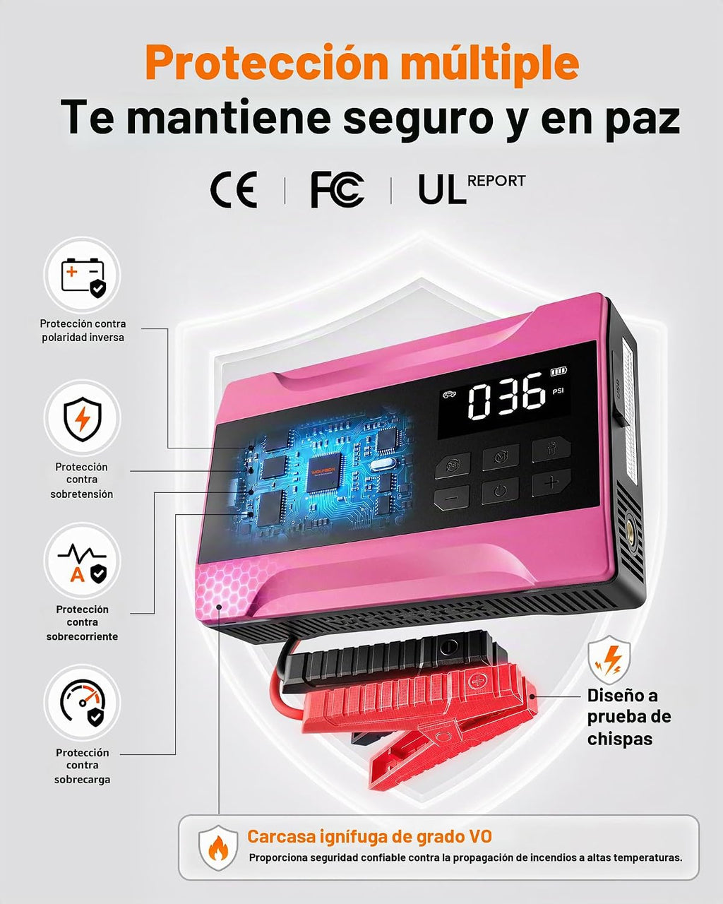 WOLFBOX Arrancador del salto MV10A 2000A con el compresor de aire, caja