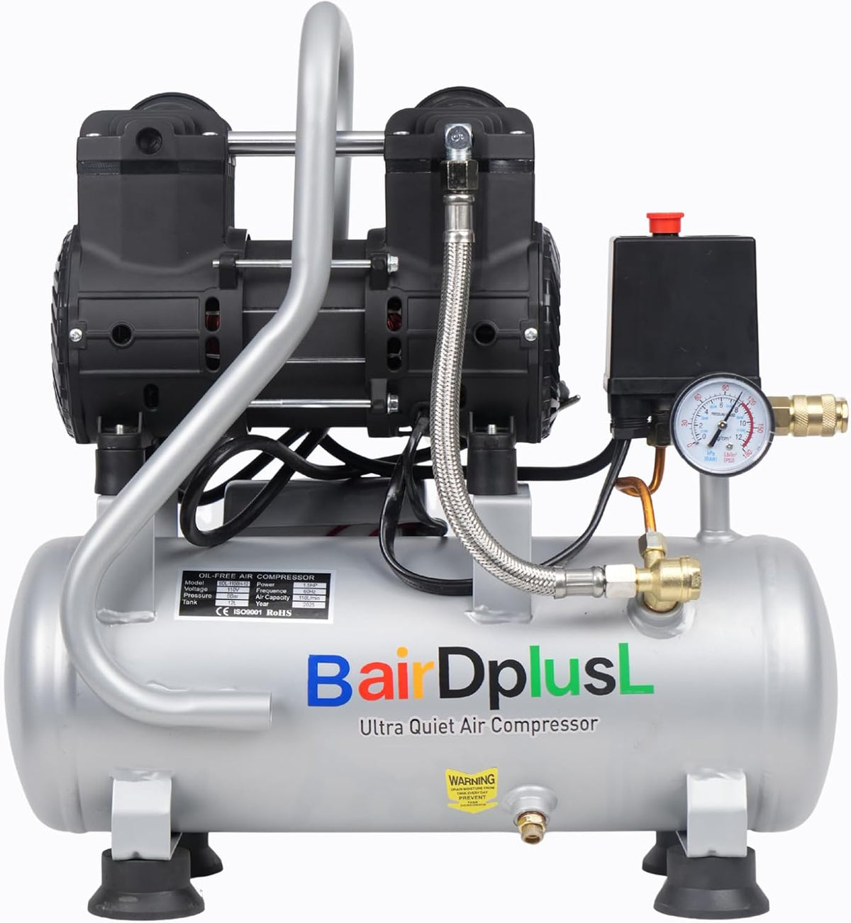BairDplusL - Compresor de aire ultra silencioso de 3.2 galones, 110...