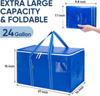 BALEINE Paquete de 6 bolsas de mudanza de gran tamaño con asas reforzadas, bolsa de almacenamiento resistente para ropa, suministros de mudanza (azul rey, paquete de 6)