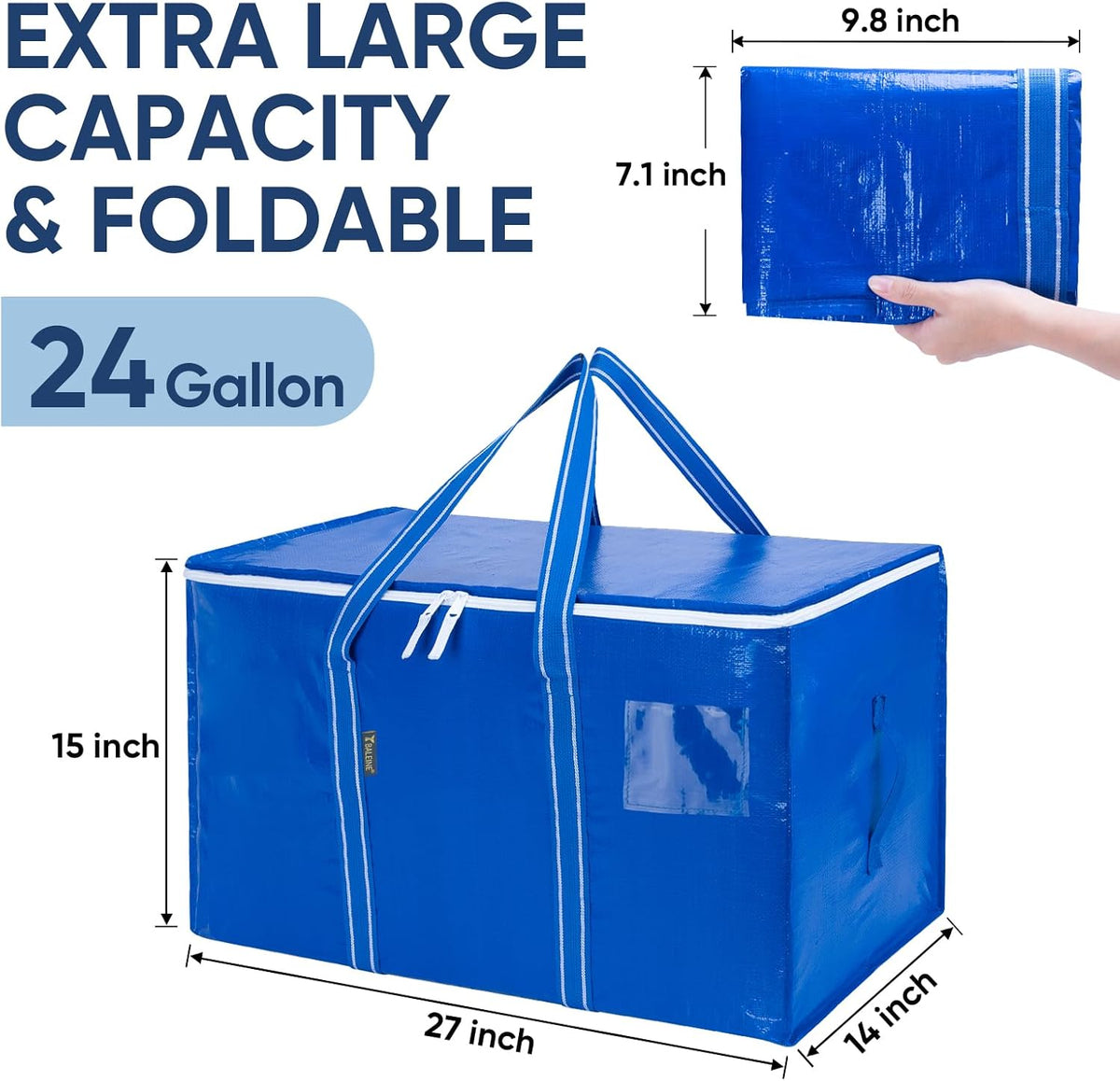 BALEINE Paquete de 6 bolsas de mudanza de gran tamaño con asas reforzadas, bolsa de almacenamiento resistente para ropa, suministros de mudanza (azul rey, paquete de 6)