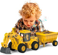 Juguete de excavadora con contenedor de carga, vehículo de construcción a escala 1:18 para niños, empujar y salir impulsado por inercia, luces y sonidos, brazo de excavadora de trabajo, juguete de