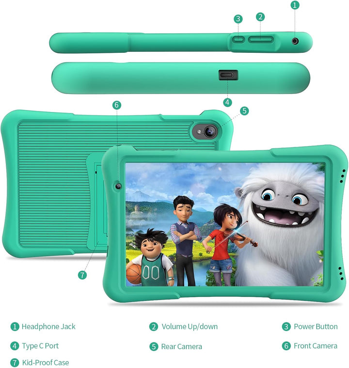 PRITOM Tableta para niños de 10 pulgadas Android 14, 32GB, Quad-Cor...
