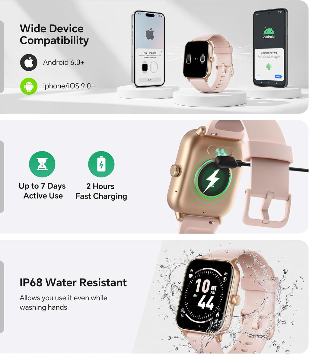 Quican Reloj inteligente para mujer, rastreador de actividad física iOS