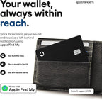 SPOTMINDERS Apple MFi - Cartera para tarjetas de crédito con certificación MFi Pro, paquete de 4 unidades (solo iOS) funciona con Apple Find My Tarjeta de seguimiento recargable para billetera IP68
