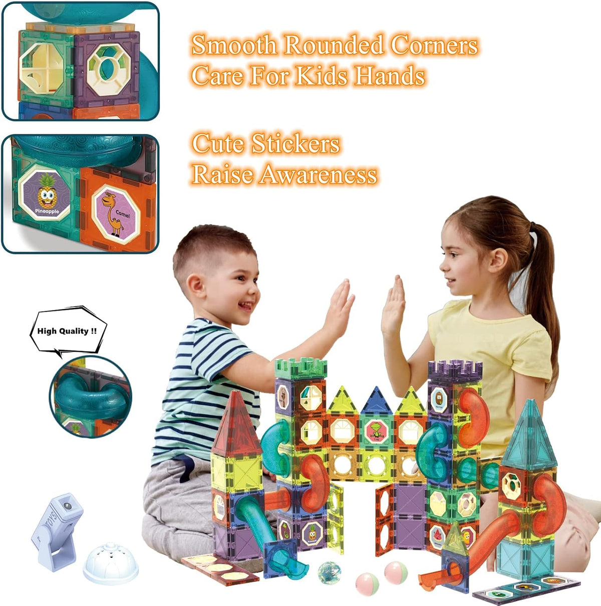 Bloques de construcción de azulejos magnéticos ligeros para niños, juguetes de construcción STEM educativos transparentes en 3D, bloques magnéticos de mármol para niños de 3, 4, 5, 6, 7, 8, 10
