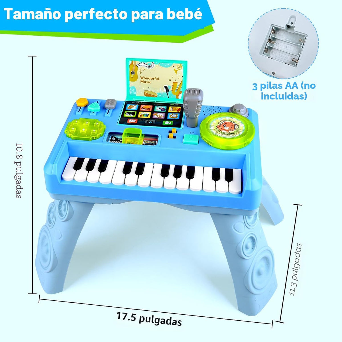 Baby DJ Table - Piano musical para niños pequeños con música y luz