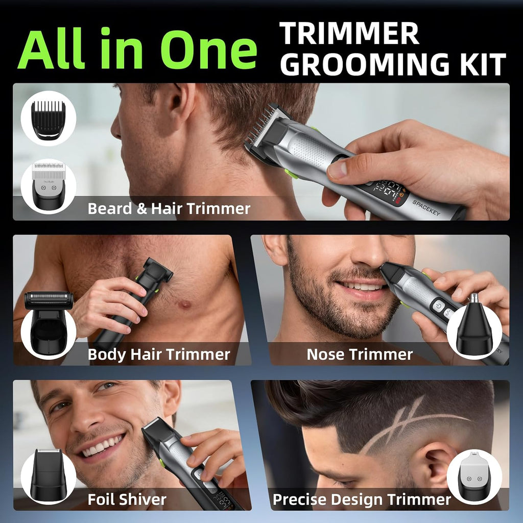 Recortadora de barba para hombres, kit de aseo 15 en 1, 3 velocidades, 150