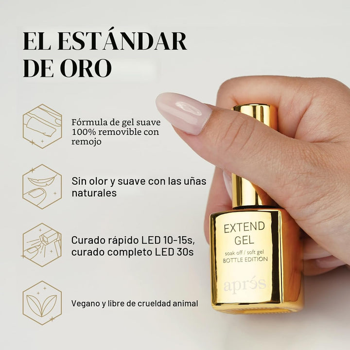 Apres Nail Extend Gel Gold Bottle | 0.51 fl oz | Calidad Premium |...