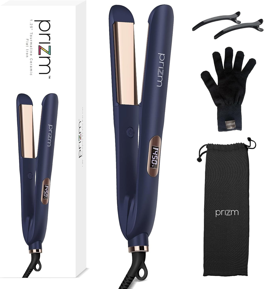 Prizm Plancha de pelo profesional de 1 pulgada 2 en 1, rizador plan...