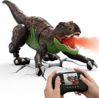 T-Rex Robot RC Dinosaur con cámara para niños, pantalla LCD RC video en vivo, simulación de movimiento de gateo, modo de demostración inteligente, función de rociado, efecto de luz y rugido, batería