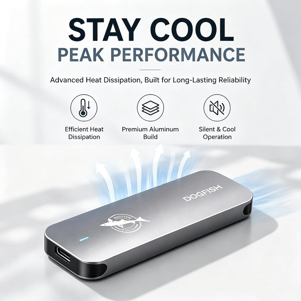 Dogfish 256GB SSD externa portátil, unidad de estado sólido USB 3.1 tipo C