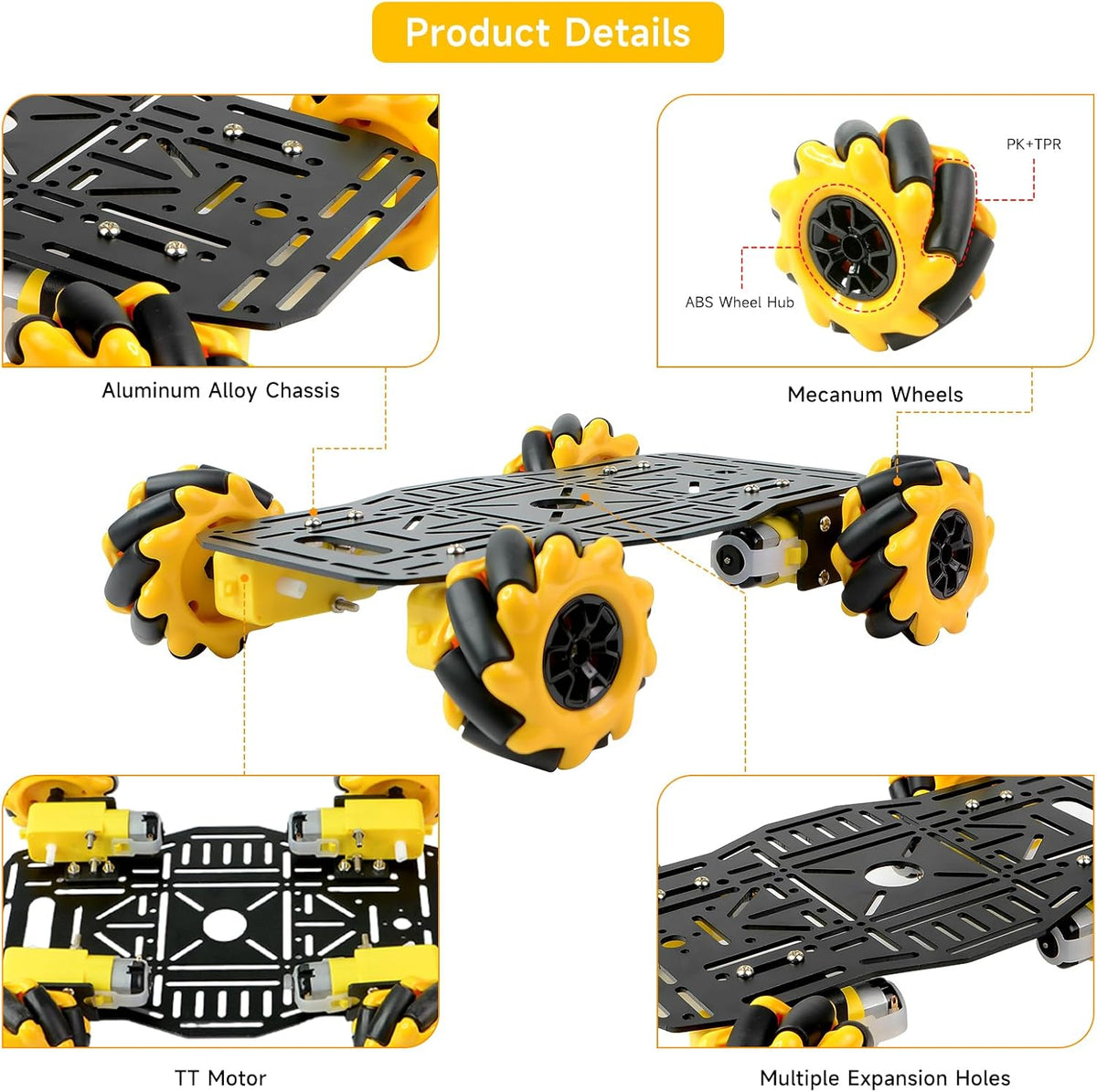 4WD Mecanum Robot Chassis Kit para Arduino y Raspberry Pi
