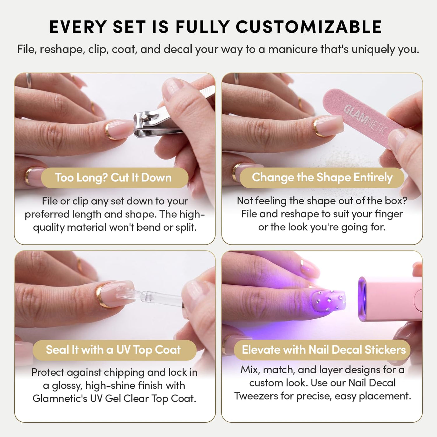 Glamnetic x GLAMZILLA - NOT YOUR CINDER-ELLA | Uñas postizas cortas...
