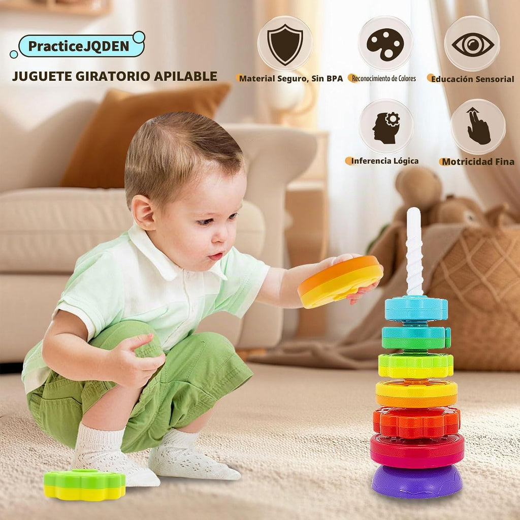 Juguetes Montessori para niños de 1 año, juguete apilable giratorio