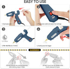Pistola de pegamento caliente de tamaño completo con alimentación dual de 60/100 W y 21 barras de pegamento caliente (7/16"), pistola de pegamento industrial de calentamiento rápido y