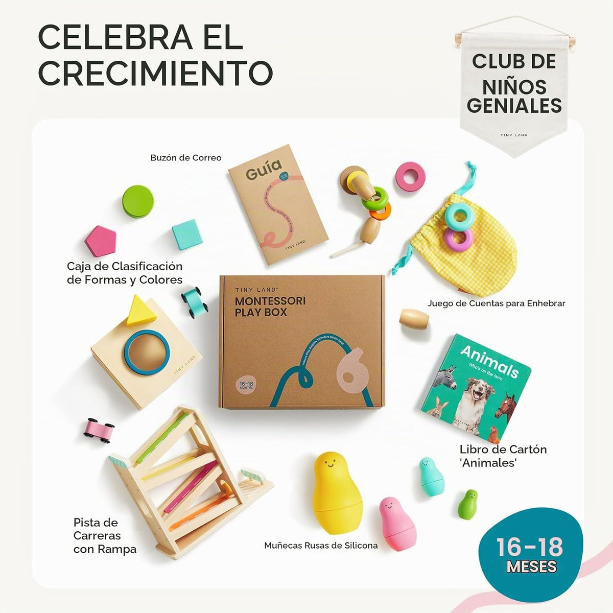 Tiny Land Montessori - Juego de juguetes para bebés de 16 a 18 meses, kit