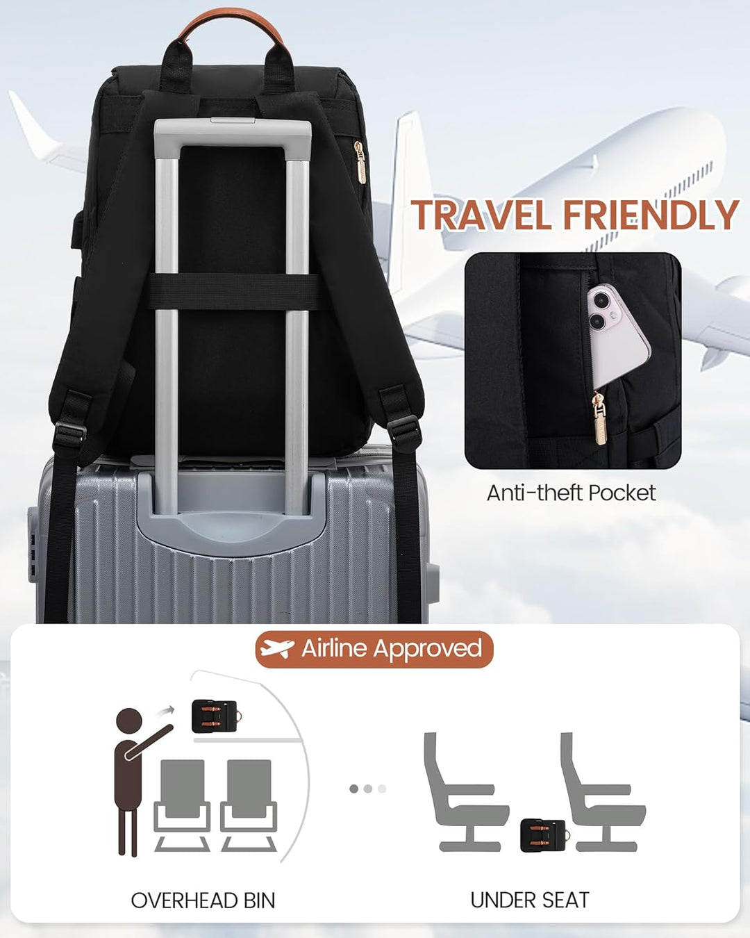 LOVEVOOK Mochila para computadora portátil para mujer, mochila de v...