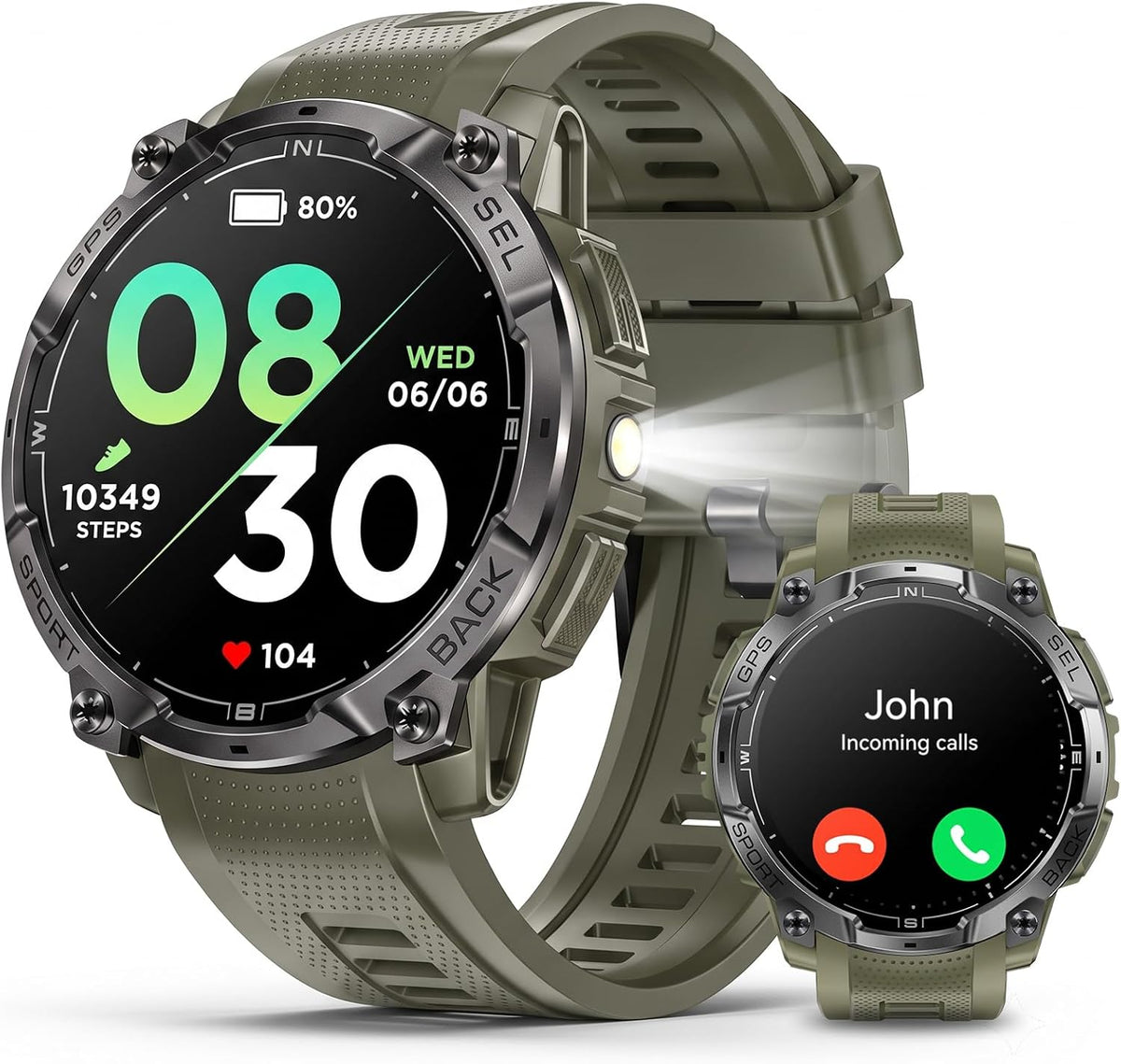 Reloj inteligente militar para hombre, GPS integrado, llamada Bluetooth