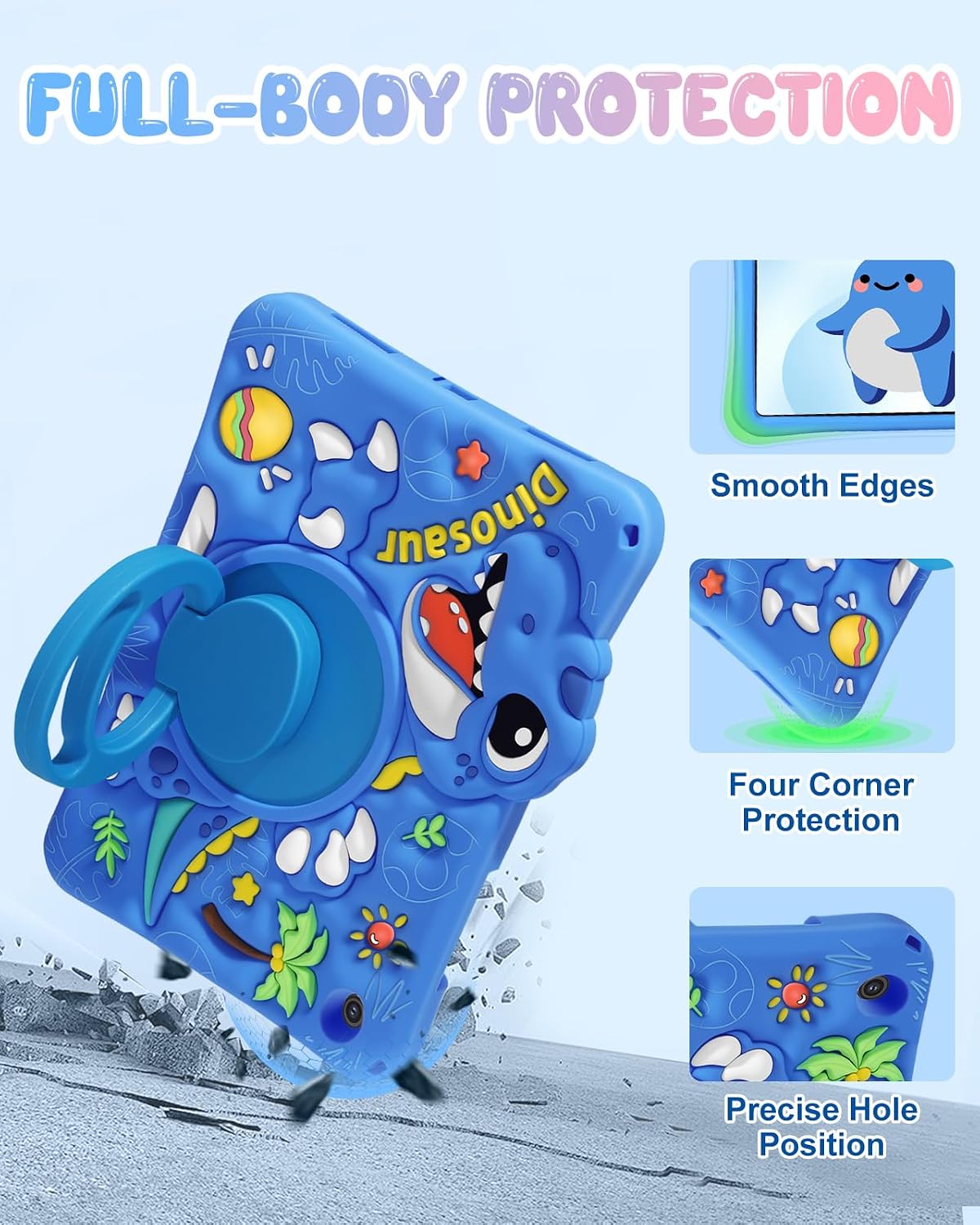 Boaretiu - Funda para tablet con diseño de dinosaurio, para iPad A16 de 11 pulgadas, 10.9 pulgadas, color azul