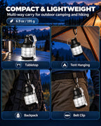 Lámpara Linterna de camping recargable, luz LED portátil para acampar