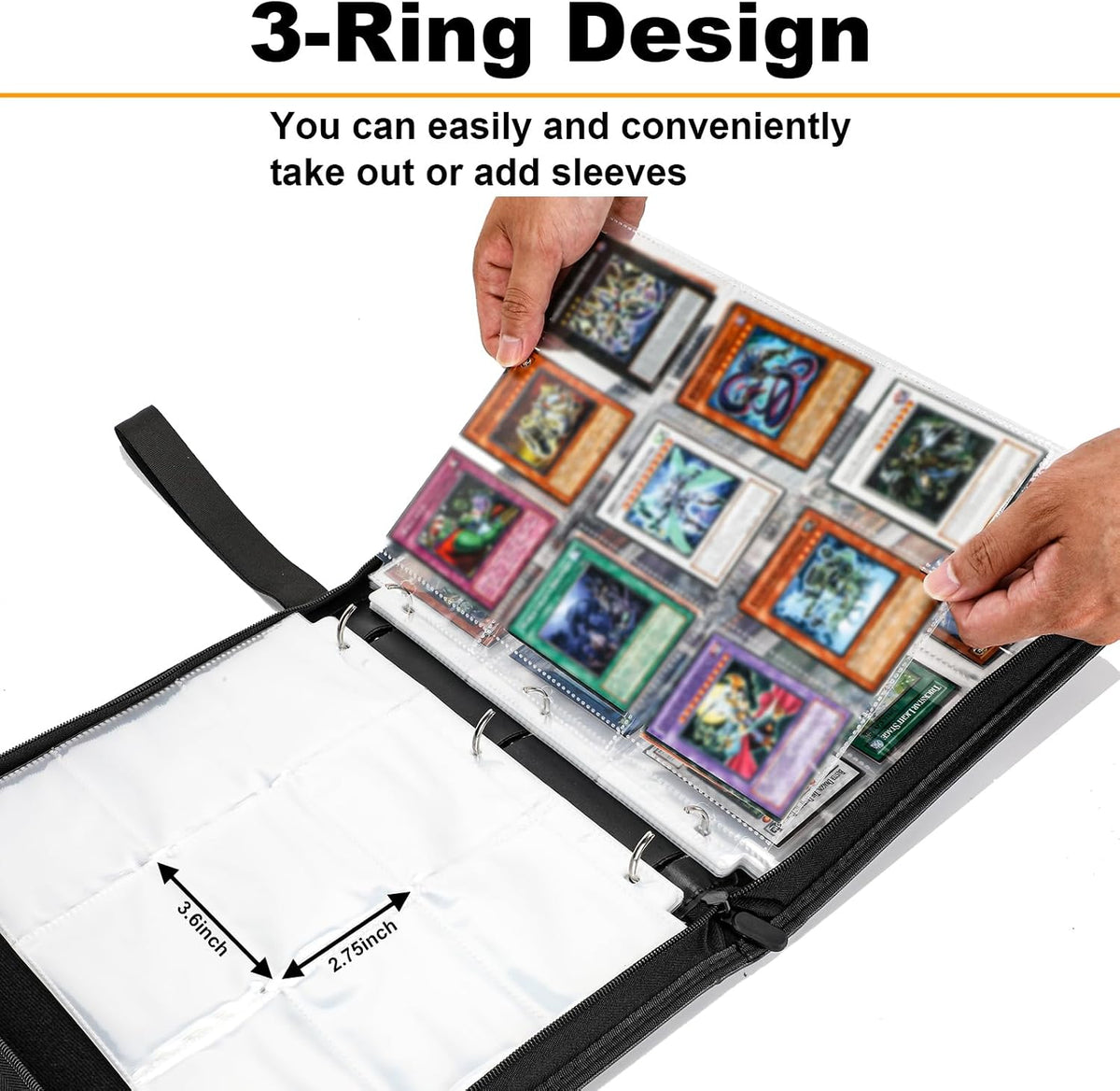Carpeta con cremallera de alta calidad de 990 bolsillos compatible con tarjetas Lorcana, álbum de tarjetas coleccionables con 3 anillos para tarjetas TCG, otras tarjetas de juego, color gris
