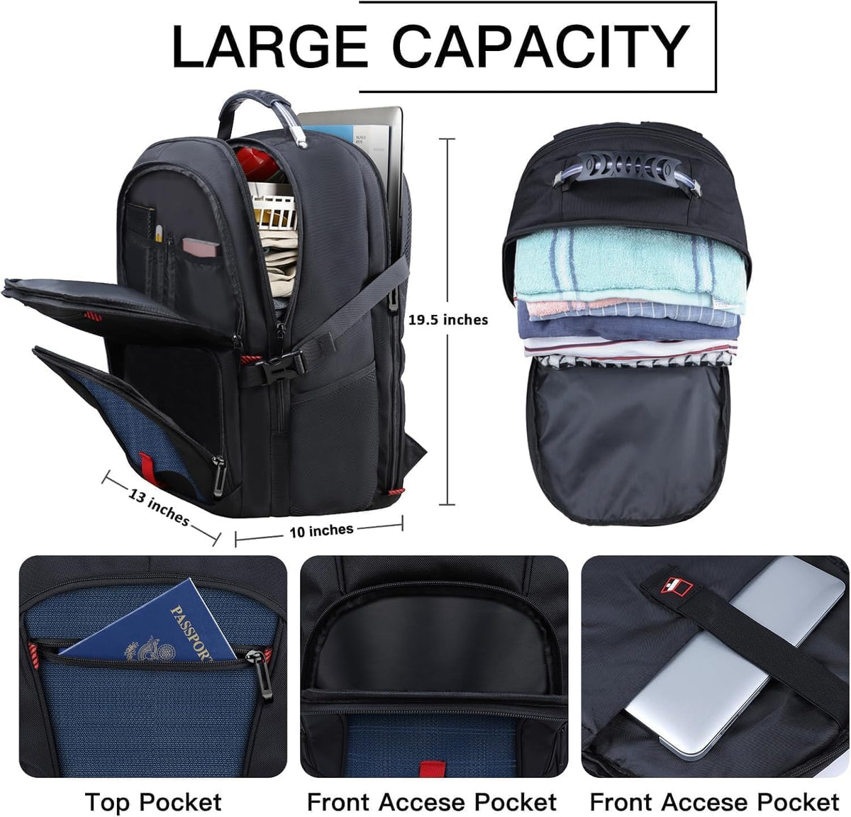 ANTERK Mochila extra grande, mochila de viaje para laptop, Azul, 17 pulgadas