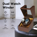 Mcbazel Enrollador de reloj con luz LED, caja de bobinadora de reloj doble para relojes automáticos, motor ultra silencioso, 5 modos de rotación, regalos para hombres, seres queridos y mujeres