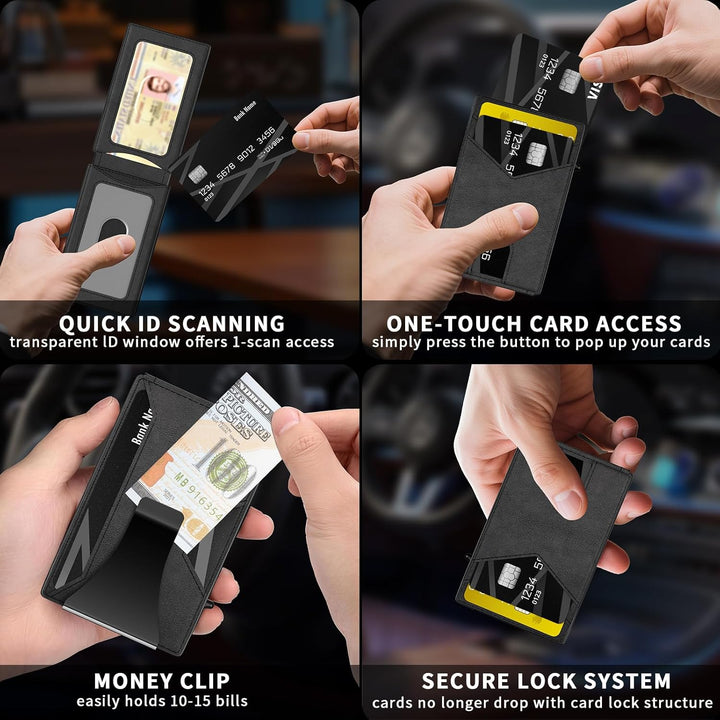 KISUEDZP Cartera delgada para hombre con bloqueo RFID, soporte de m...
