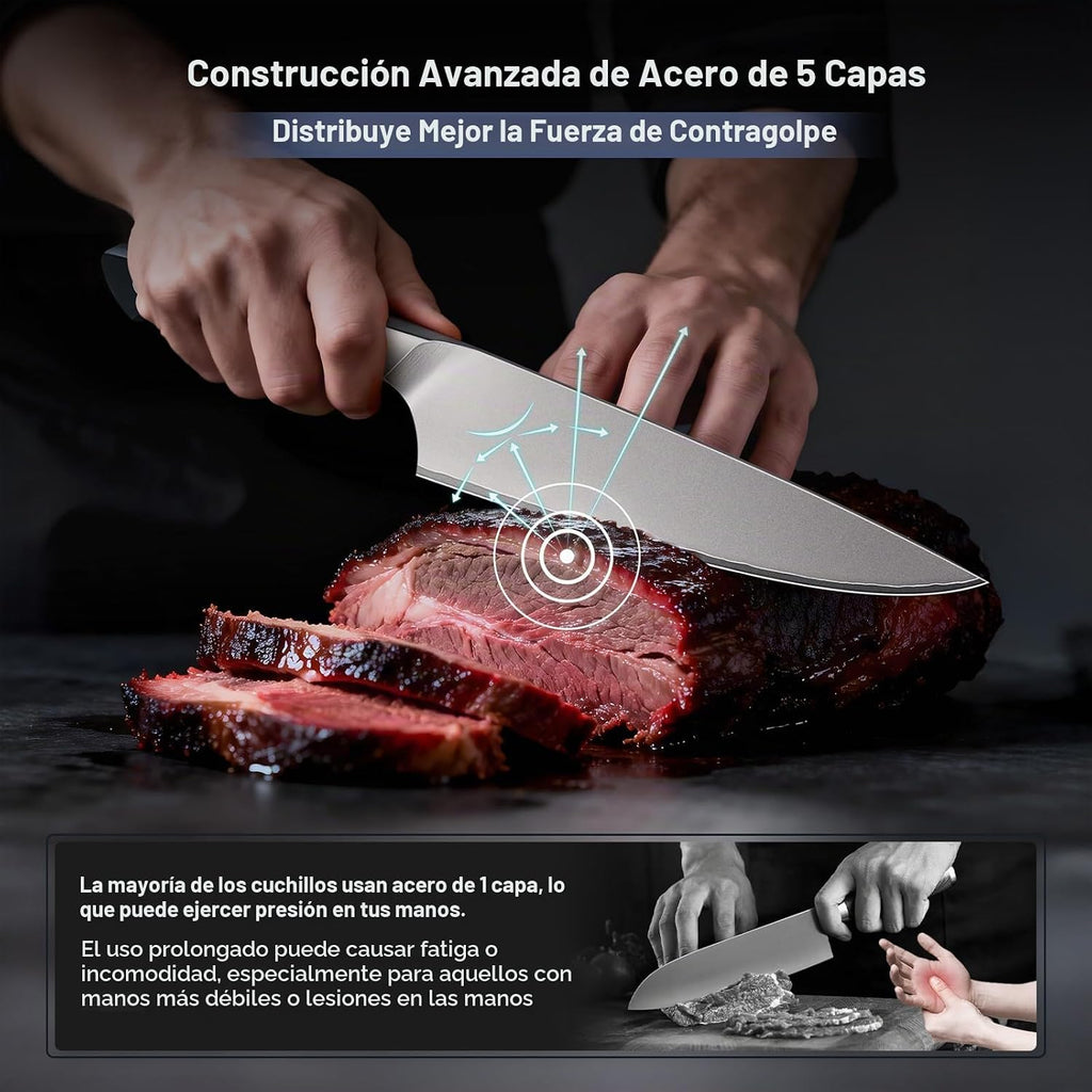 Juego de 16 cuchillos de cocina japoneses con bloque, aptos para