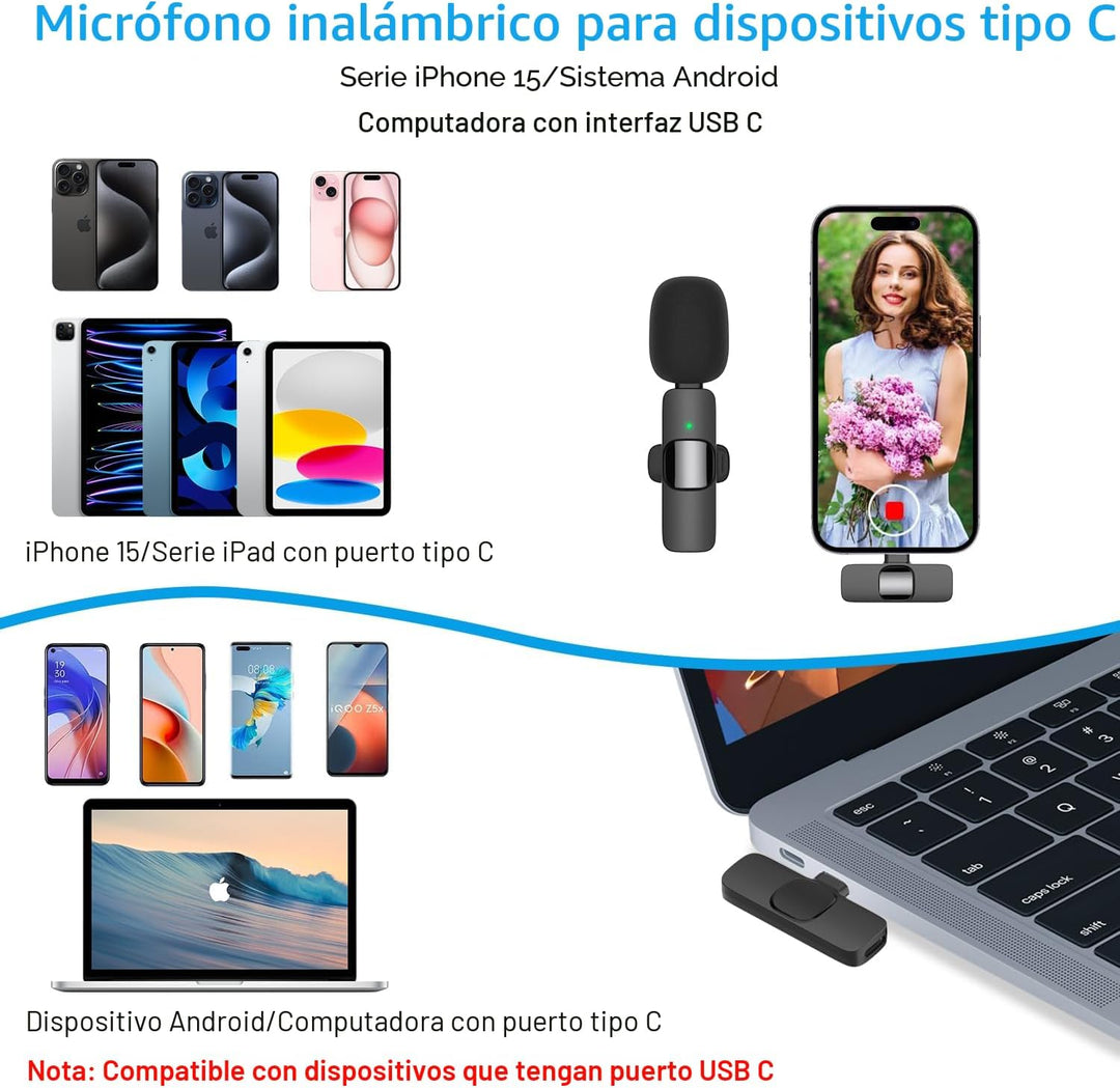 MAYBESTA Micrófono de solapa inalámbrico Lavalier para iPhone y And...