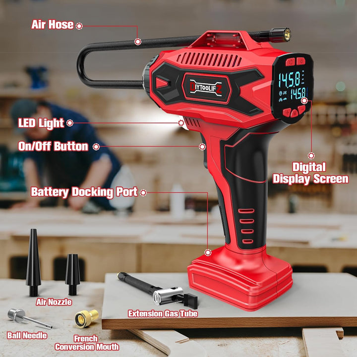 DIYtoolifz 160PSI - Compresor de aire inflador de neumáticos inalám...