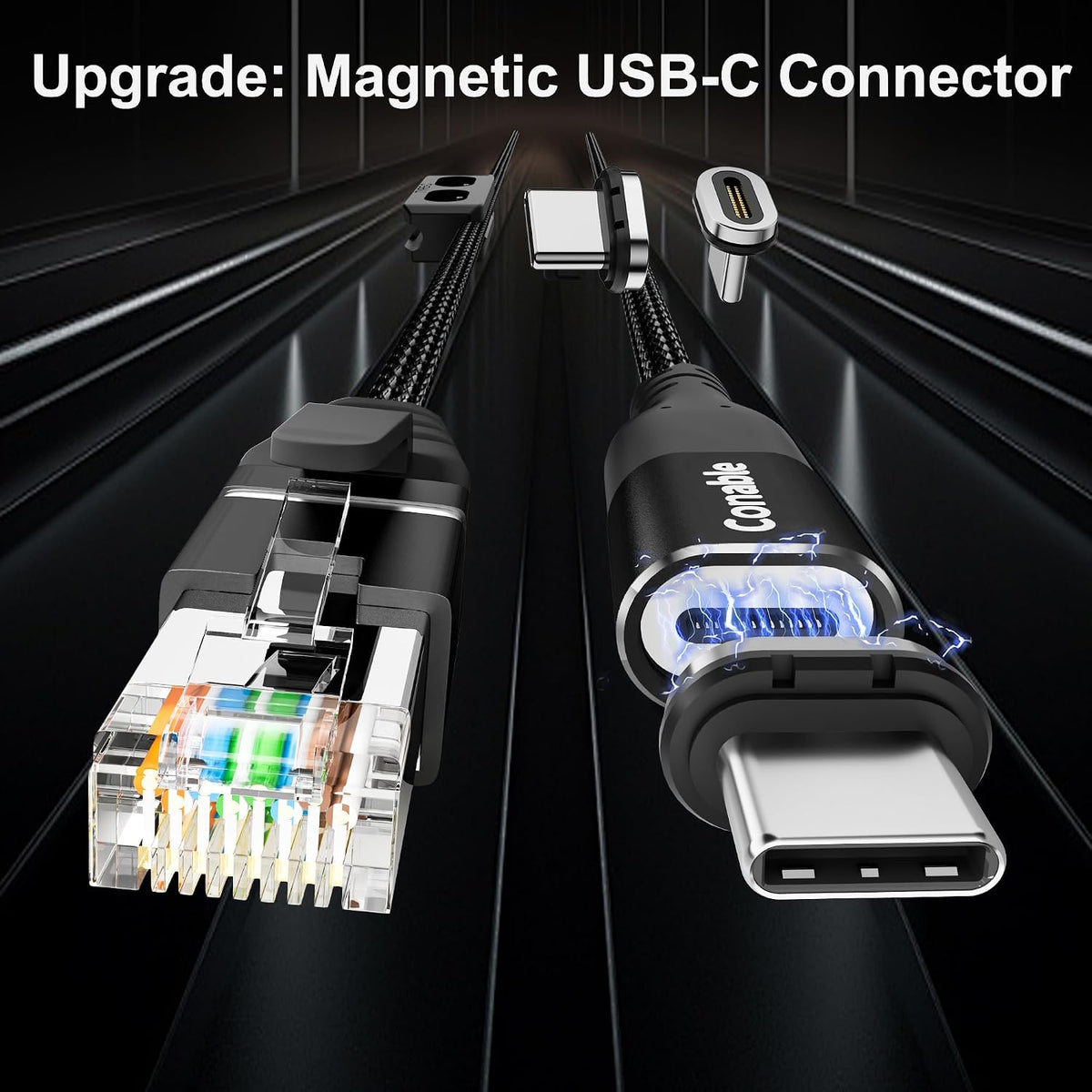 Cable USB C a Ethernet de 6 pies, cable magnético USB tipo C a RJ45