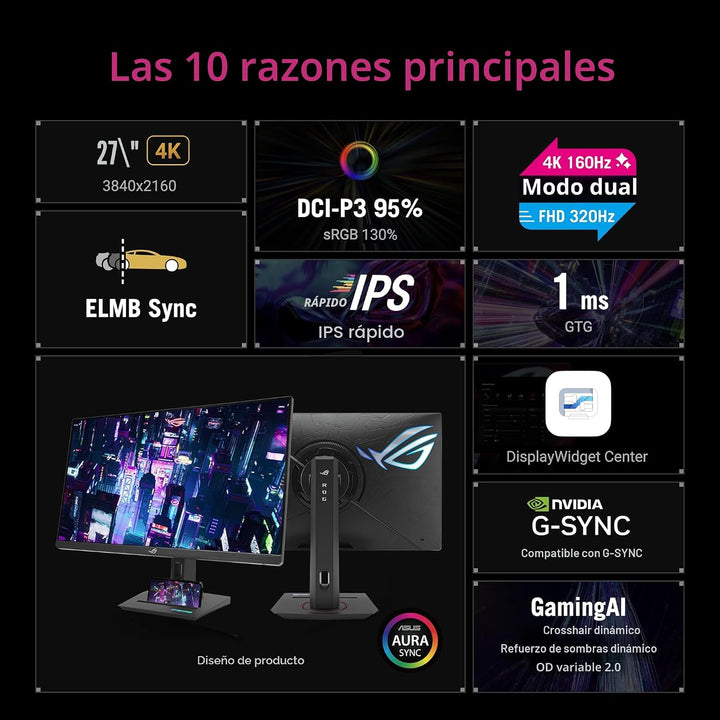 ASUS ROG Strix Monitor de Gaming USB-C 4K HDR de 27" (XG27UCG) \u20...