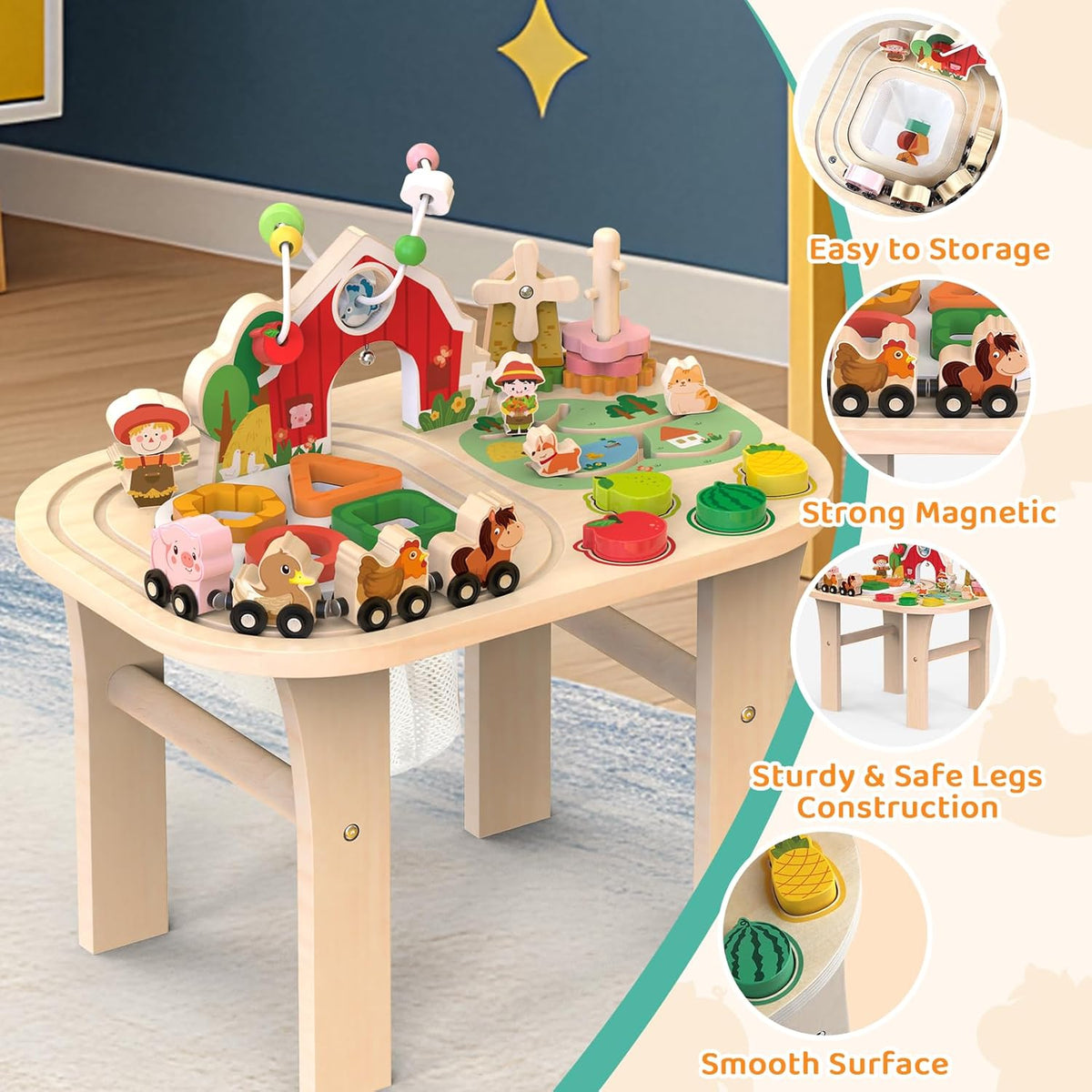 Weilim Mesa de actividades Montessori para niños de 1 año, juguete de