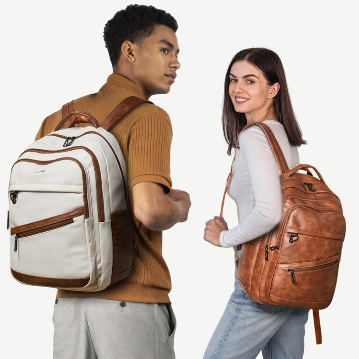 LATMAP Mochila de 43L para mujer: mochila de cuero vegano que cabe...