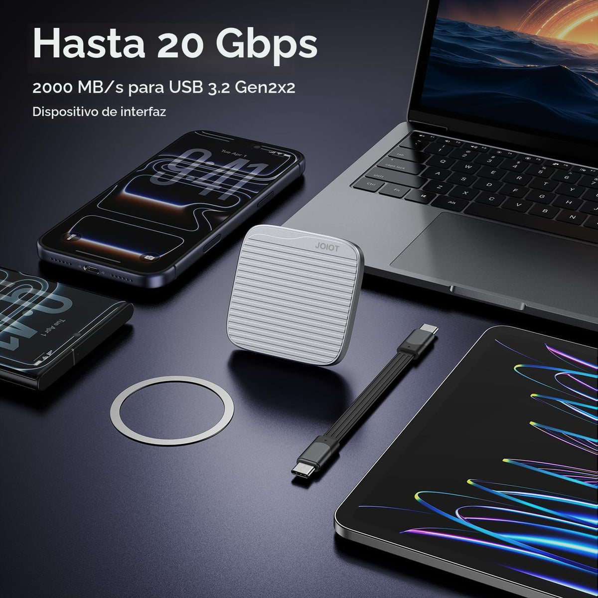 SSD externo 512G SSD magnético portátil SSD USB 3.2 Gen 2x2 hasta 2...