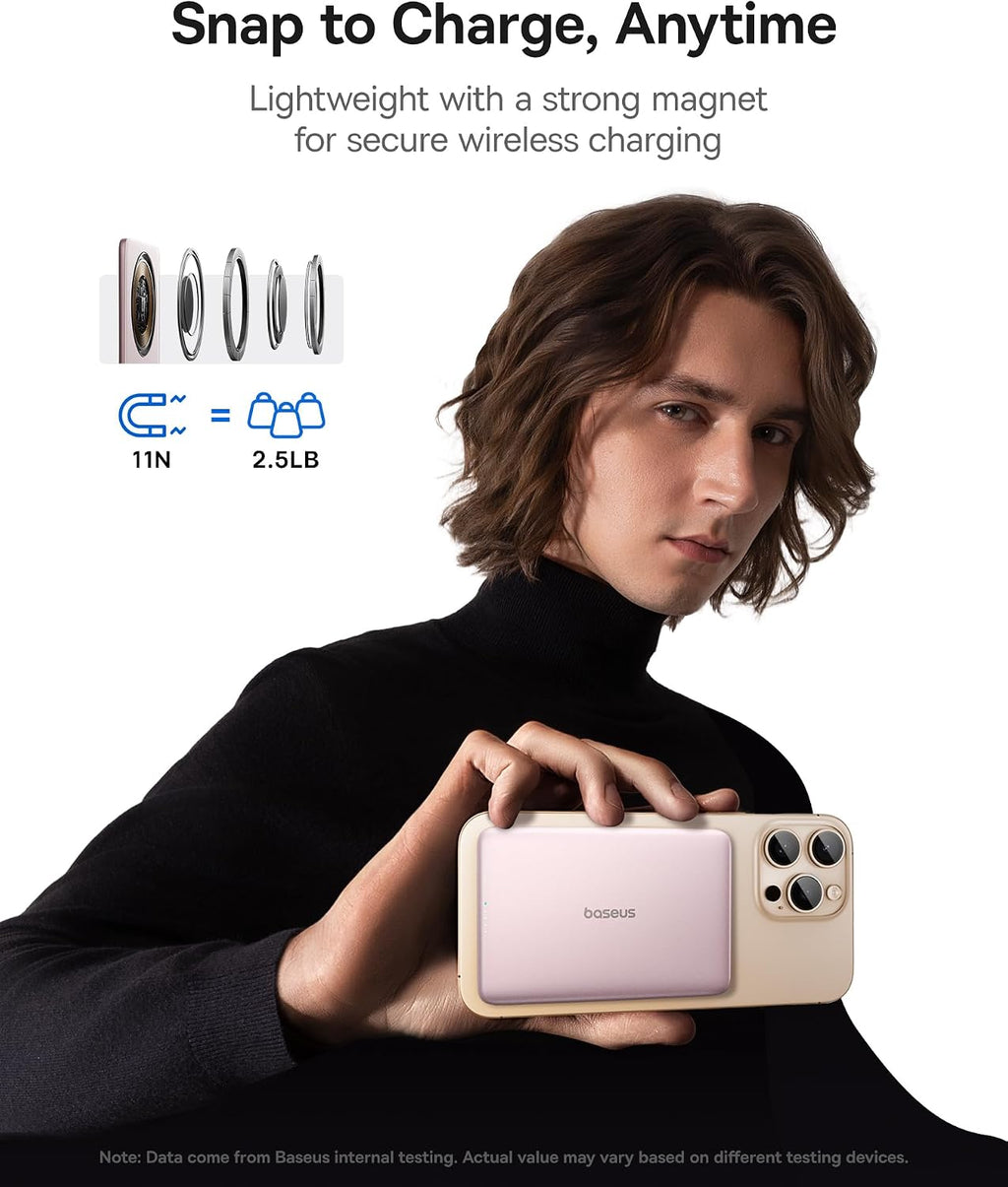 Baseus Cargador portátil magnético para iPhone, banco de energía, 5000 mAh