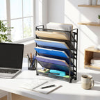 Simple Houseware Organizador de documentos y cartas para montar en pared, de 6 niveles, negro