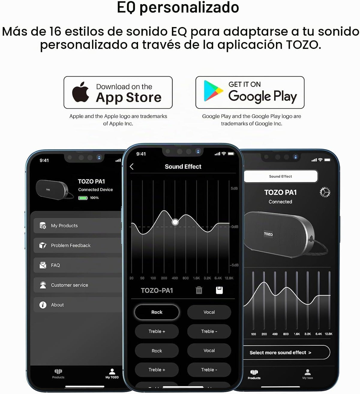 TOZO Altavoz Bluetooth portátil PA1, potente sonido estéreo con graves