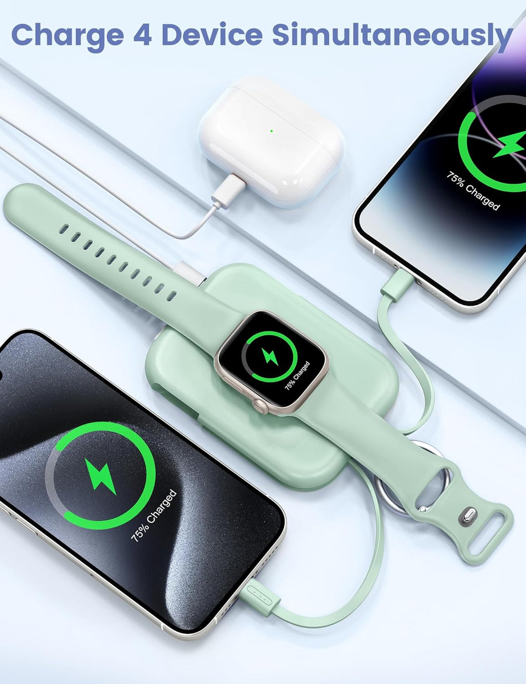 RORRY Cargador portátil, batería externa de 5000 mAh con cables int...
