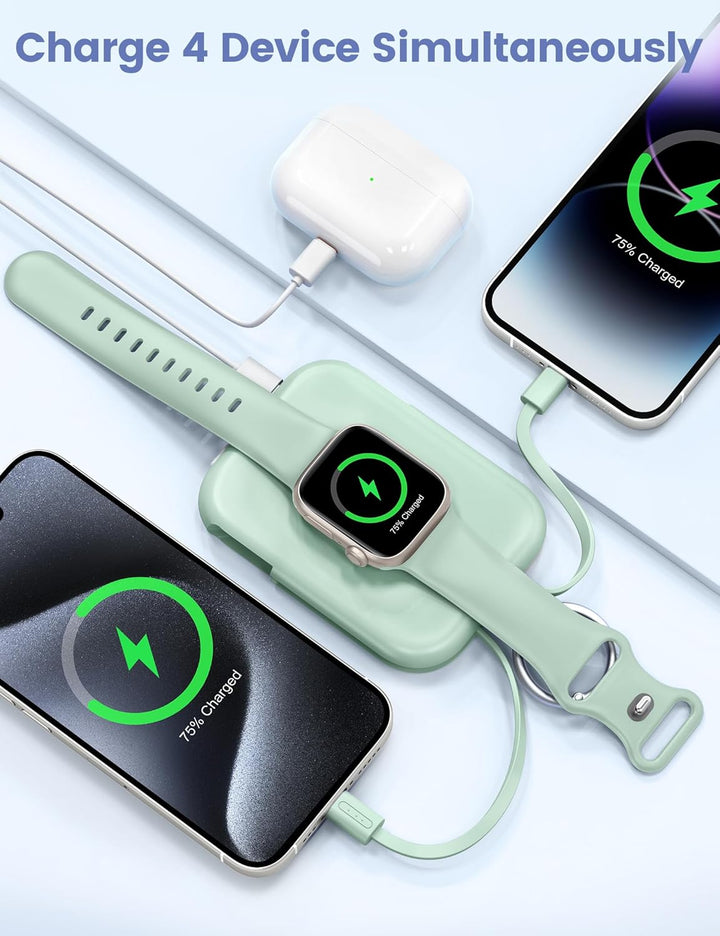 RORRY Cargador portátil, batería externa de 5000 mAh con cables int...
